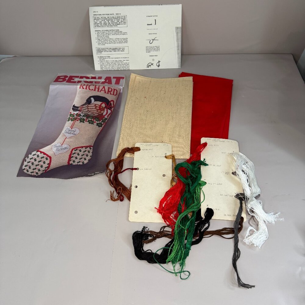 Vintage Bernat From Santa Counted Cross Stitch Stocking Kit W00113 1984